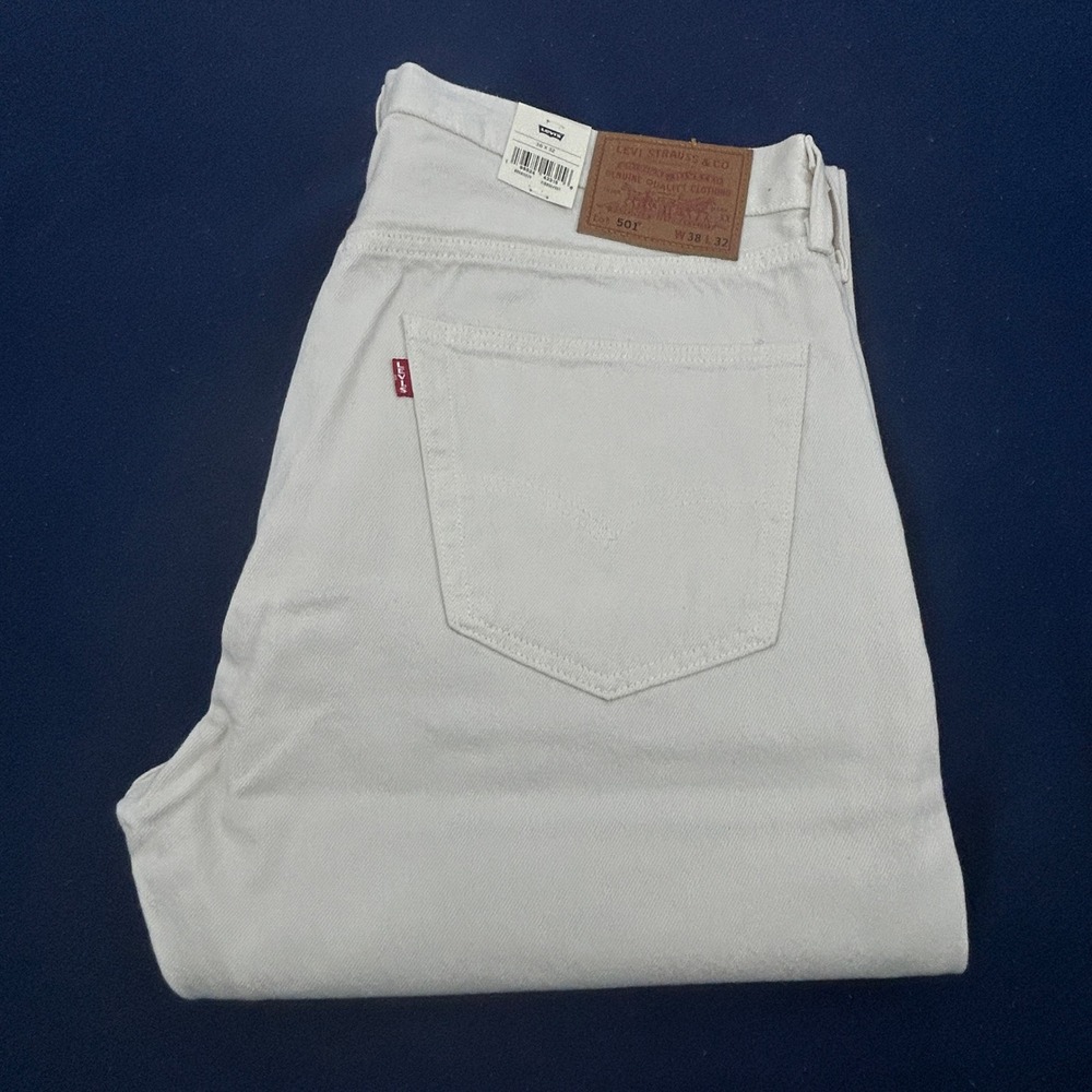 Levi's 501 Original Jeans Men 38x32 Off-White Straight Leg Premium Denim NEW